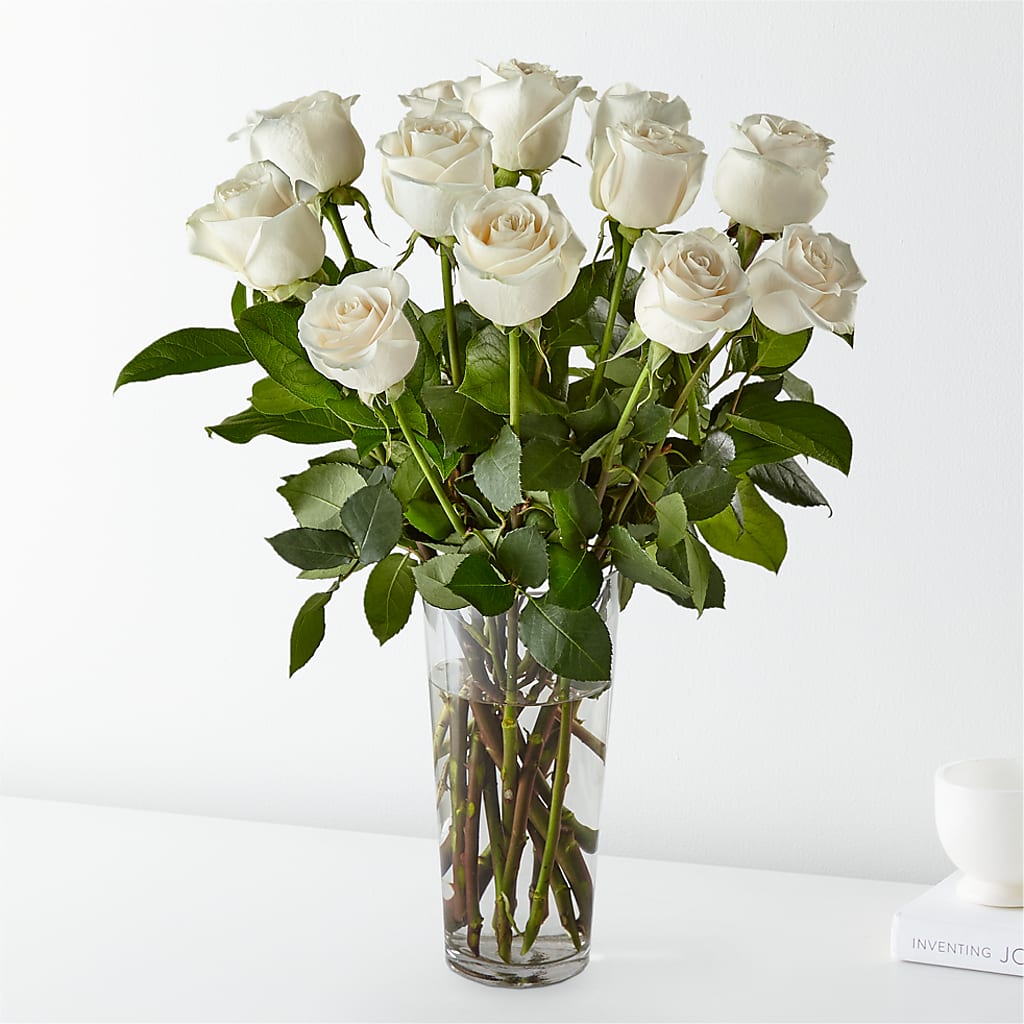 Long Stem White Rose Bouquet – Meramec Florist, Steelville MO