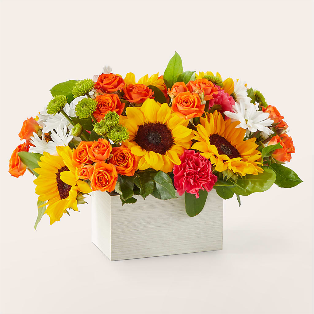 Sun-drenched Blooms Box Bouquet – Meramec Florist, Steelville MO