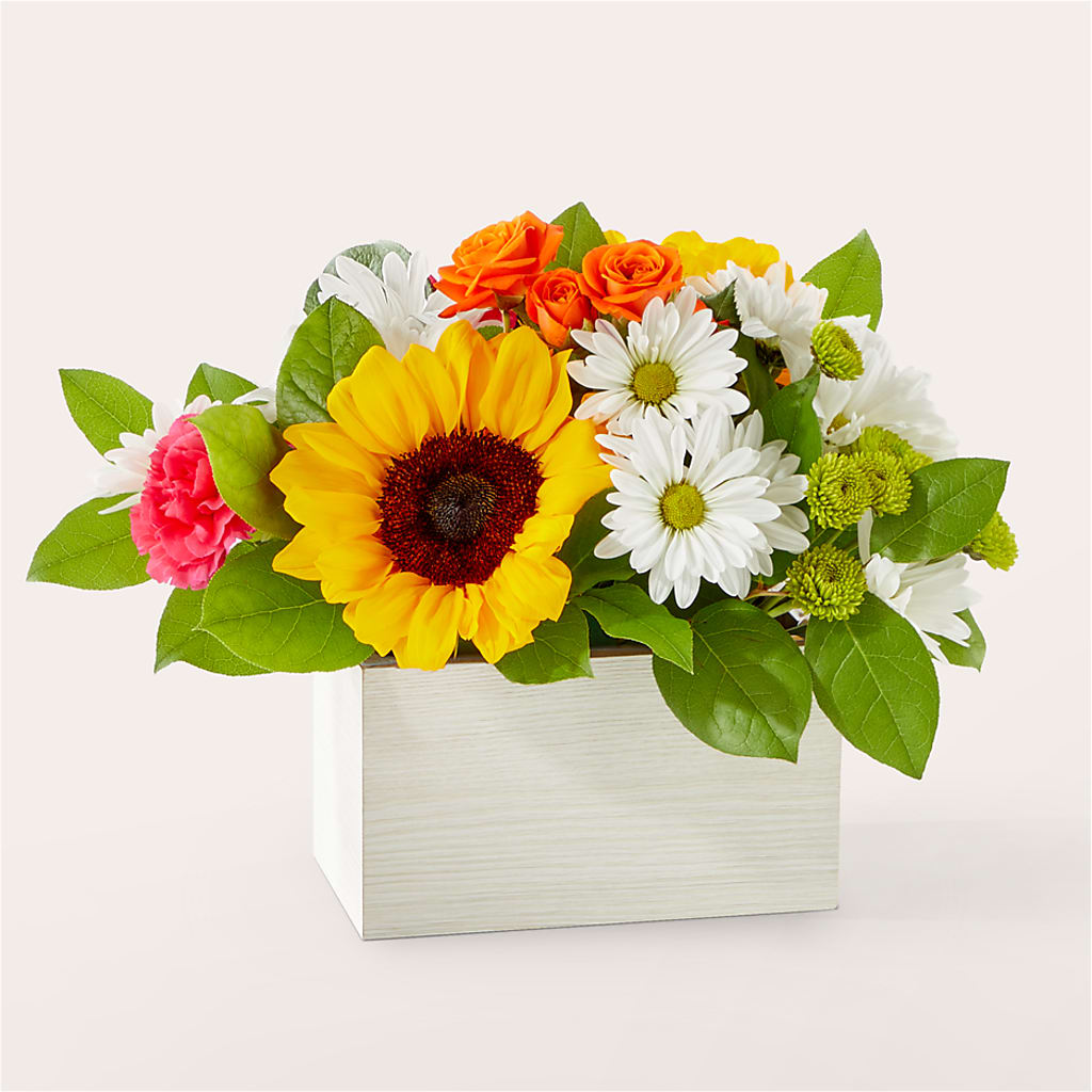 Sun-drenched Blooms Box Bouquet – Meramec Florist, Steelville MO