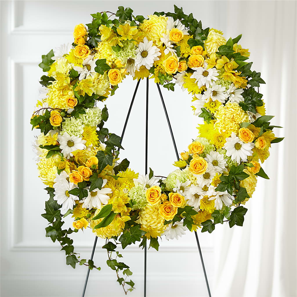 Golden Remembrance Wreath – Meramec Florist, Steelville MO