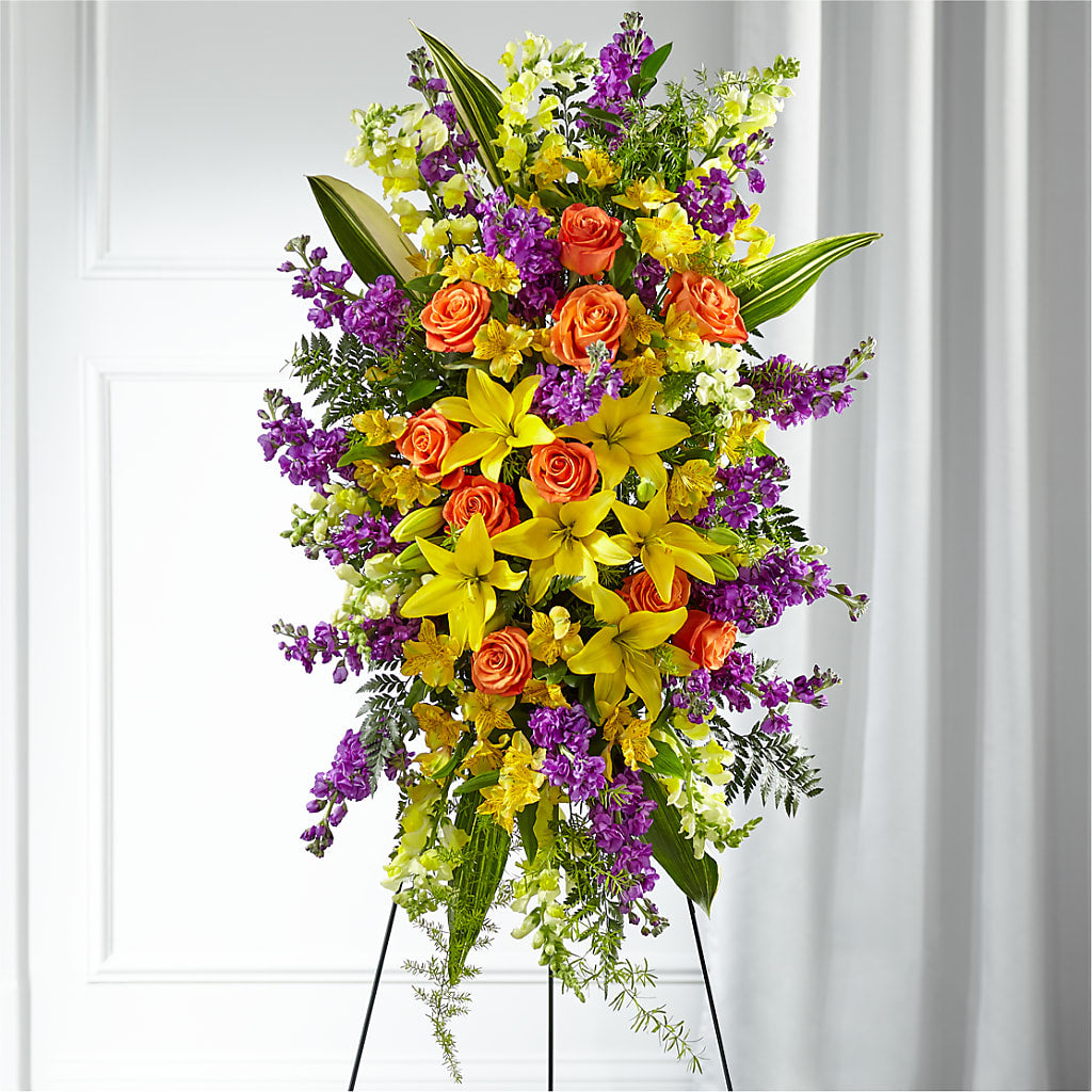 Thoughtful Prayers Standing Spray – Meramec Florist, Steelville MO