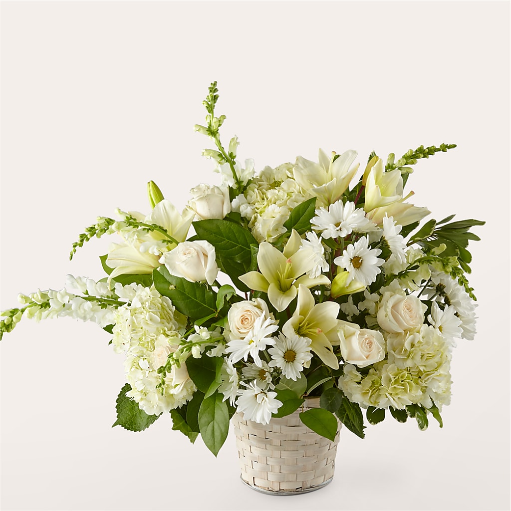 Ivory Elegance Floral Basket – Meramec Florist, Steelville MO