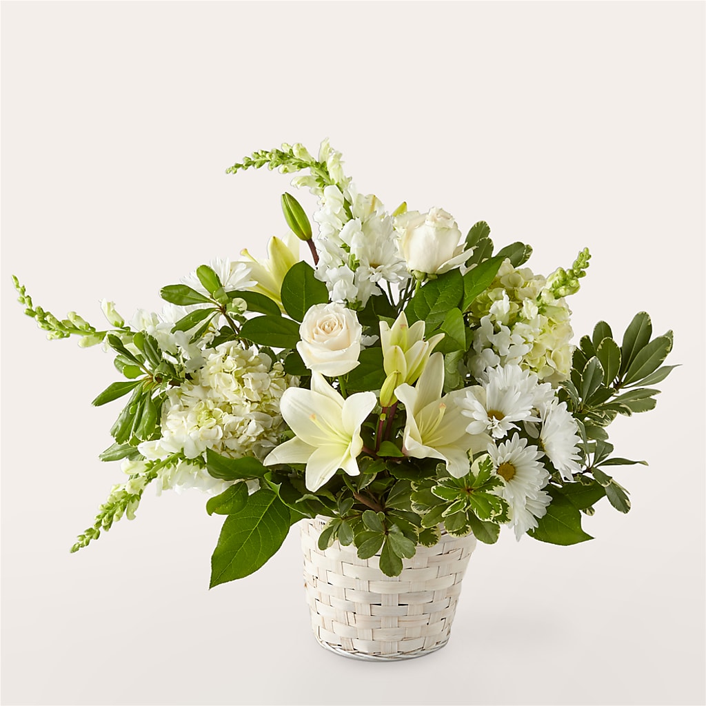 Ivory Elegance Floral Basket – Meramec Florist, Steelville MO