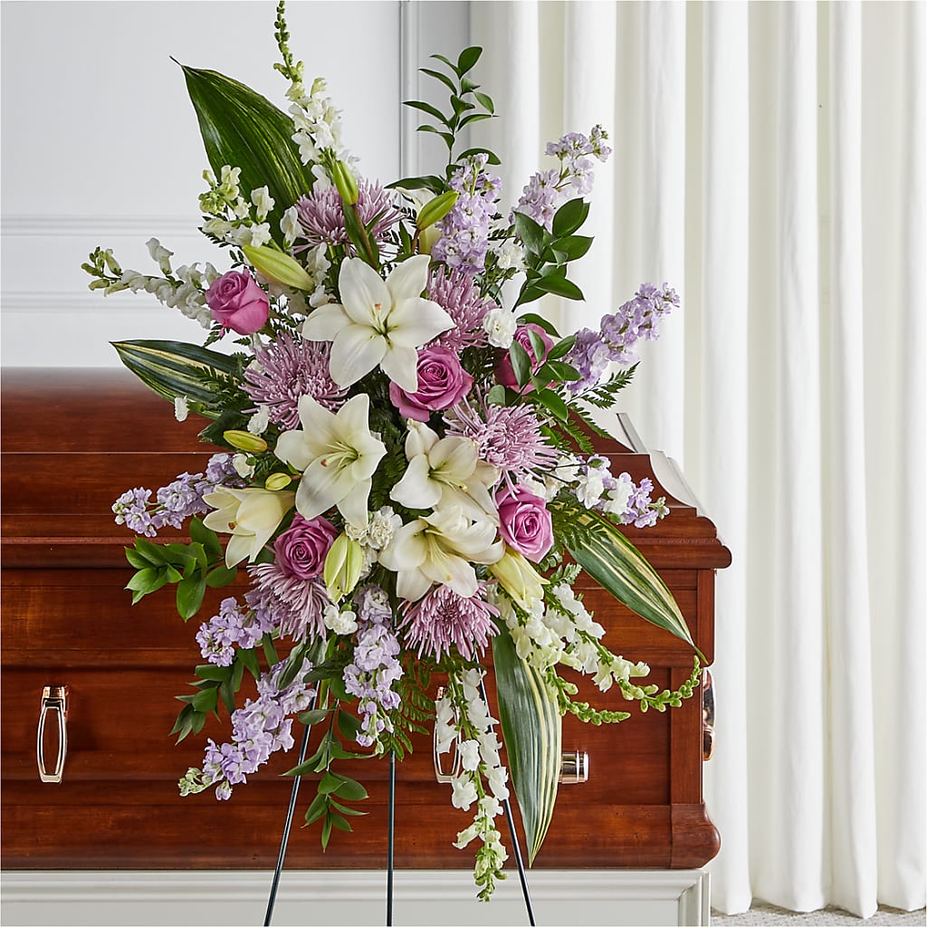 Grateful Hearts Standing Spray – Meramec Florist, Steelville MO