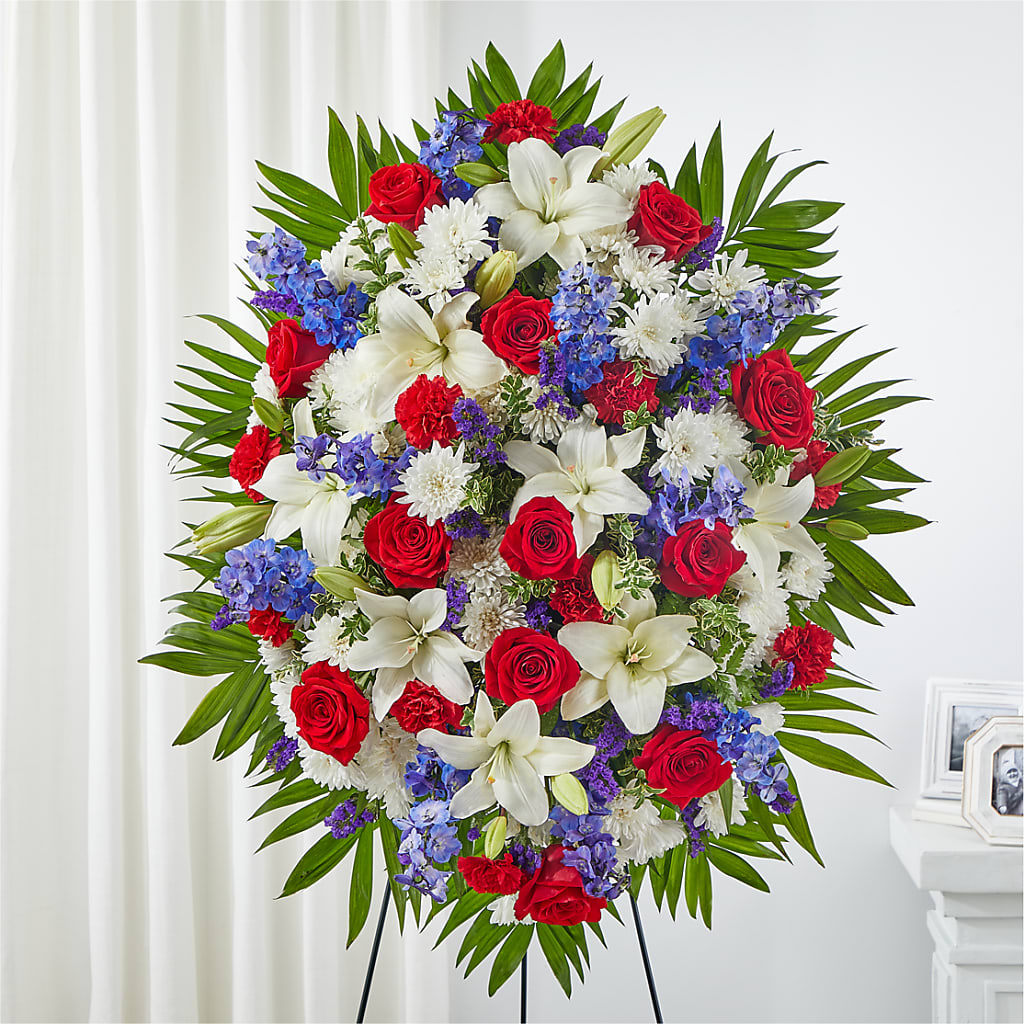 Cherished Service Standing Spray – Meramec Florist, Steelville MO