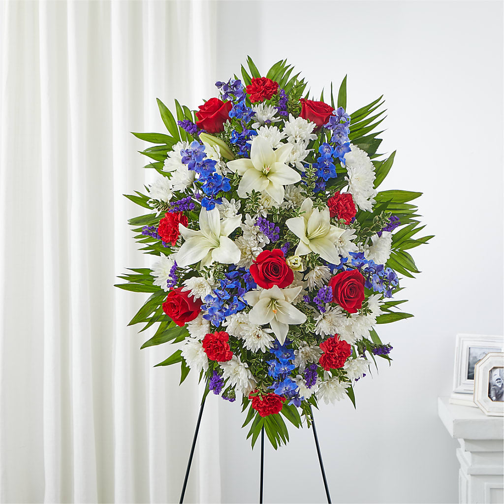 Cherished Service Standing Spray – Meramec Florist, Steelville MO