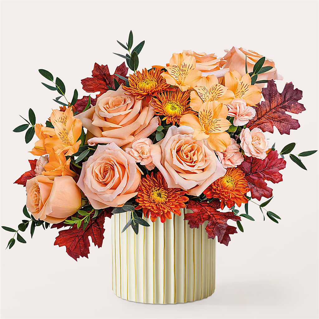 Spiced Latte Bouquet with Ivory Vase – Meramec Florist, Steelville MO