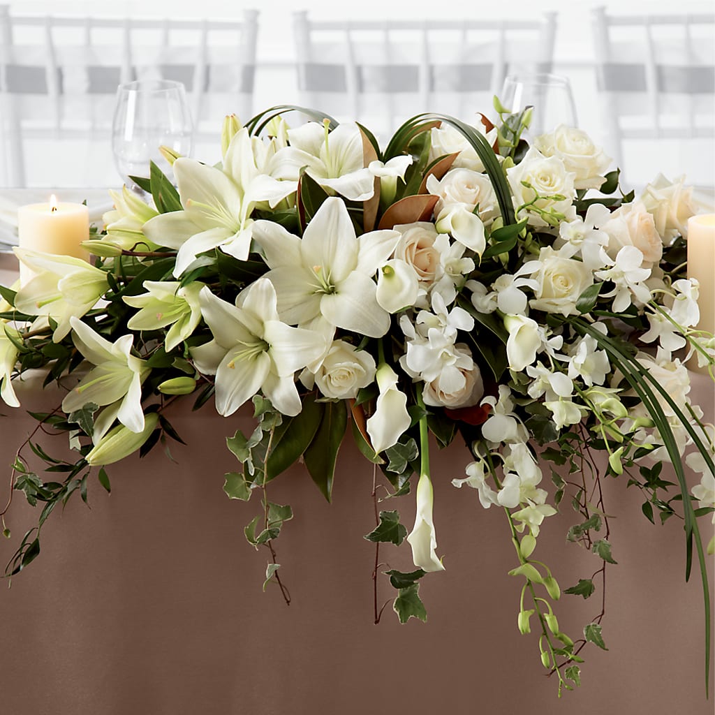 White Linen Arrangement – Meramec Florist, Steelville MO