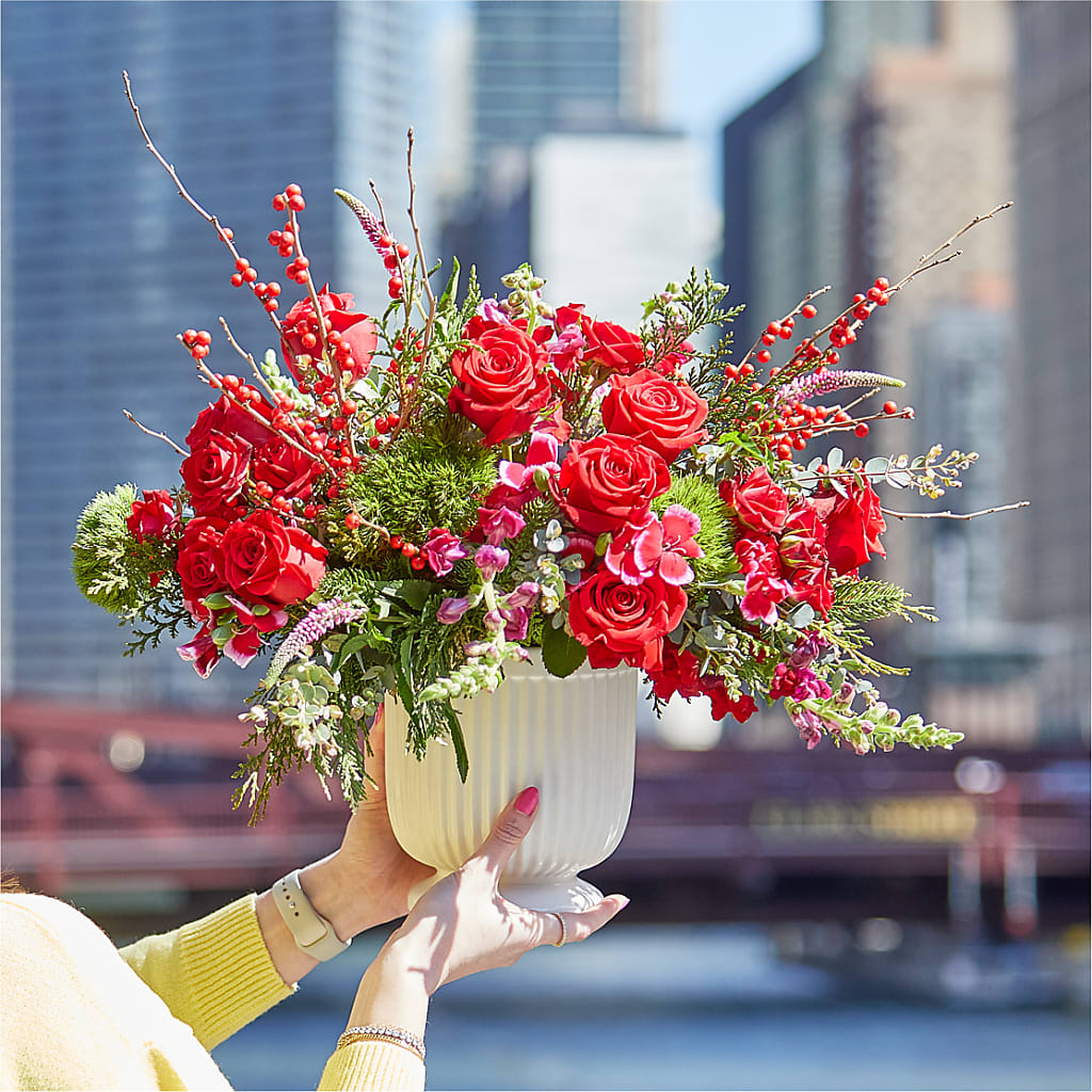 Big Red Bow Bouquet –  Meramec Florist, Steelville MO