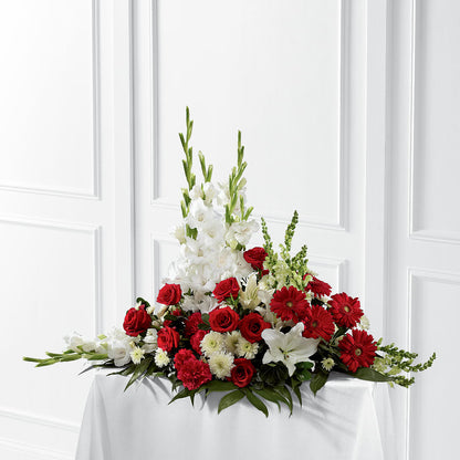 Crimson & White Arrangement –  Meramec Florist, Steelville MO