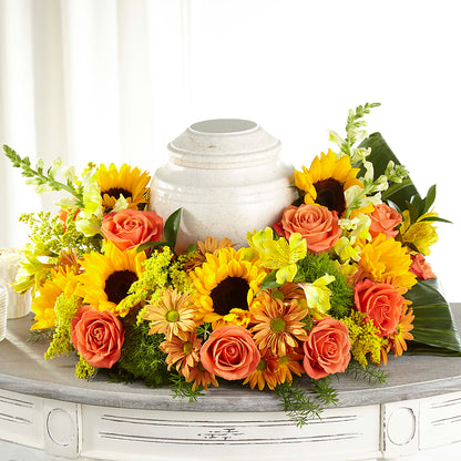 Faithful Sunflower Cremation Adornment –  Meramec Florist, Steelville MO