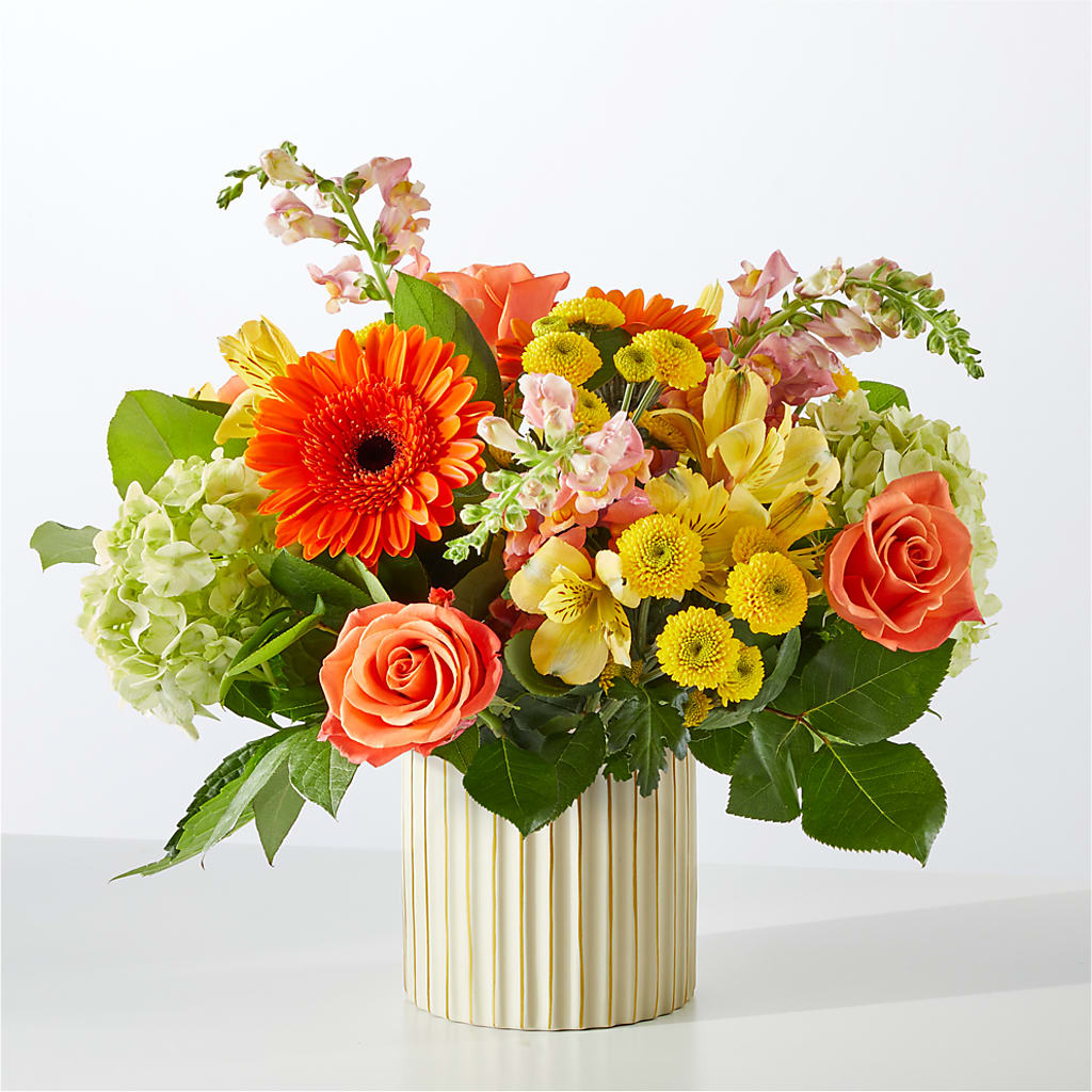 Autumn Sunshine Bouquet with Ivory Vase –  Meramec Florist, Steelville MO