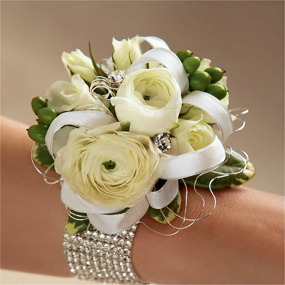 White Wedding Corsage –  Meramec Florist, Steelville MO